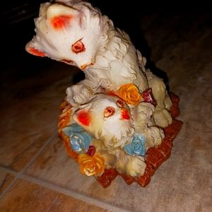 Vintage Enesco Orange Tabby Cats with Flowers